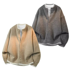 Threebooy  Spring Fake Two-piece Button-up Knitted Sweaters For Men American Casual Crewneck Cardigans Y2K Streetwear Knitwear Jackets