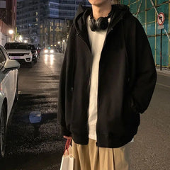 Threebooy Cardigan Sweatshirt Men Trendy Brand Spring and Autumn 2025 New American Trendy Loose Hooded Jacket Casual Versatile Top