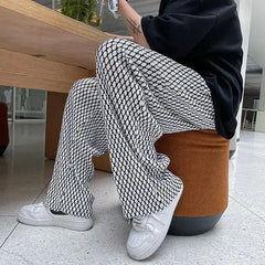 Threebooy Men's Casual Pants Hip Hop Hippie Trousers Male Plaid Loose Summer Stylish Korean Style Y2k Cotton Long New in Free Shipping