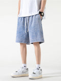 Threebooy 2024 New Distressed Summer Shorts Men 320G Heavy Cotton Drawstring Harajuku Loose Sweatshorts Male Casual Short Pant Streetwear