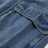 Threebooy Streetwear Hip Hop Men's Jeans Oversized Straight Leg Denim Pants Summer Blue High Street Trousers Pockets Design Male Clothing