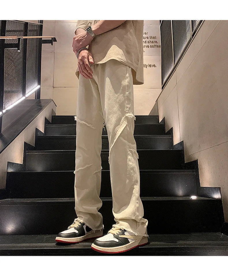 Threebooy New Spring Jeans Loose-fit Straight-leg Sporty Workwear Pants Hong Style Washing Jeans For Men