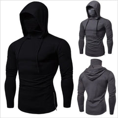 Threebooy 2024 New Men Solid Black Gray Hoodie Long Sleeve Hooded Sweatshirt for Man Sports Fitness Gym Running Casual Pullover Tops