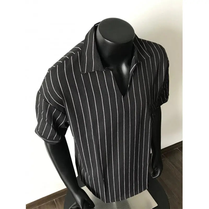 Threebooy  Men Slim Fit Striped Polo Collar T-Shirt Summer Casual Breathable Cotton Comfortable Fashion Tee Shirt Top Striped Mens Clothing