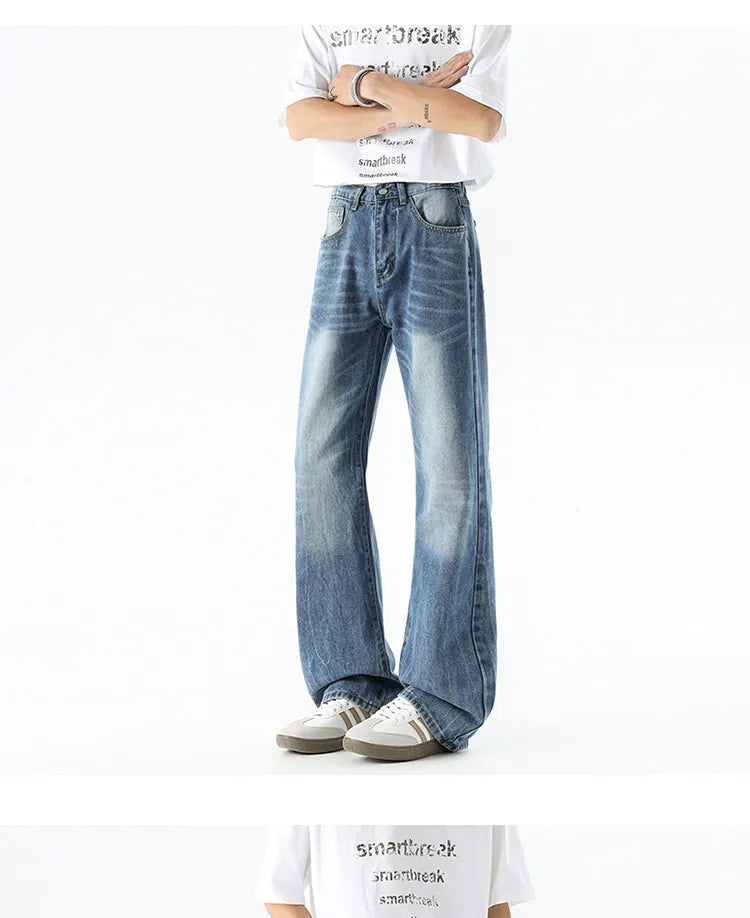 Threebooy Wide leg jeans Men 2025 Autumn trend Casual Pantsbell-bottoms unisex washed Jeans Skinny Work Trousers Male Jeans Men Clothing