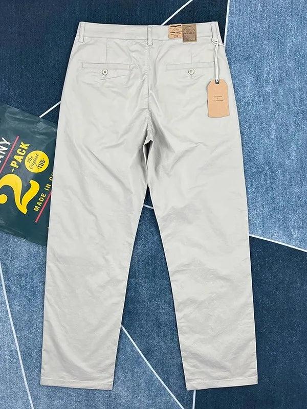 Threebooy  Spring Autumn Pure Cotton Straight Leg Casual Pants Men's American Retro  Color Slim Fit Workwear High End Nine Points