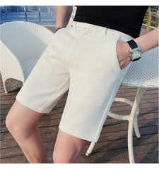 Threebooy  Korean Style Men's Summer Casual Shorts/Male Slim Fit Fashion Solid Green Harlan Shorts Plus Size 29-36