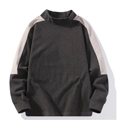 Threebooy Autumn Winter Men Turtleneck Sweatshirt Casual Patchwork Tops Long Sleeve Pullover