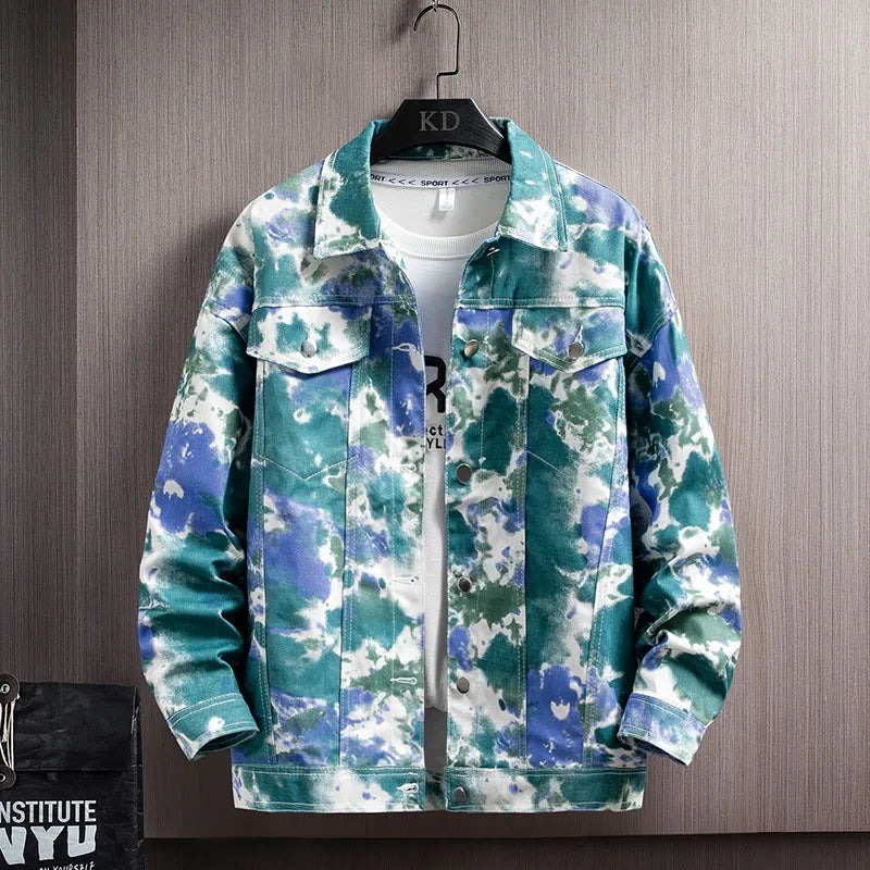 Threebooy Korean version youth men's camouflage denim jacket spring new loose top men's jacket