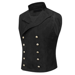 Threebooy  Men Vest Black Velvet Height Lapel Double Button Waistcoat For Wedding Banquet Business Office Casual Daily Work Men Suit Vest