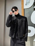 Threebooy Men's Wear 2024 Autumn Collarless High Quality Short Style Loose Woolen Coat Korean Streetwear Single Breasted Jackets