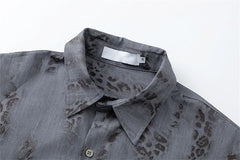 Threebooy  Hip Hop Snake Print Shirt Coats Men Oversized Summer Short Sleeve Shirts Streetwear Harajuku Blue Diamond Design Casual Blouse