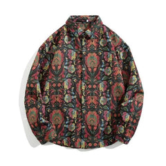 Threebooy Colored Numb Ethnic Style Shirt Men Weaving and Embroidered Spring and Autumn Retro Hong Kong Style Shirt Jacket
