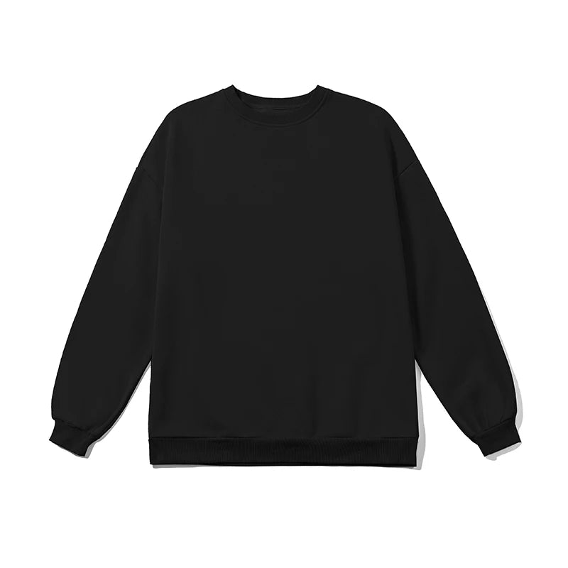 Threebooy Harajuku Sweatshirts Men Korean Solid Color Basic O Neck Oversized Pullovers Spring Autumn Simple Fashion Casual Tops 5XL-M