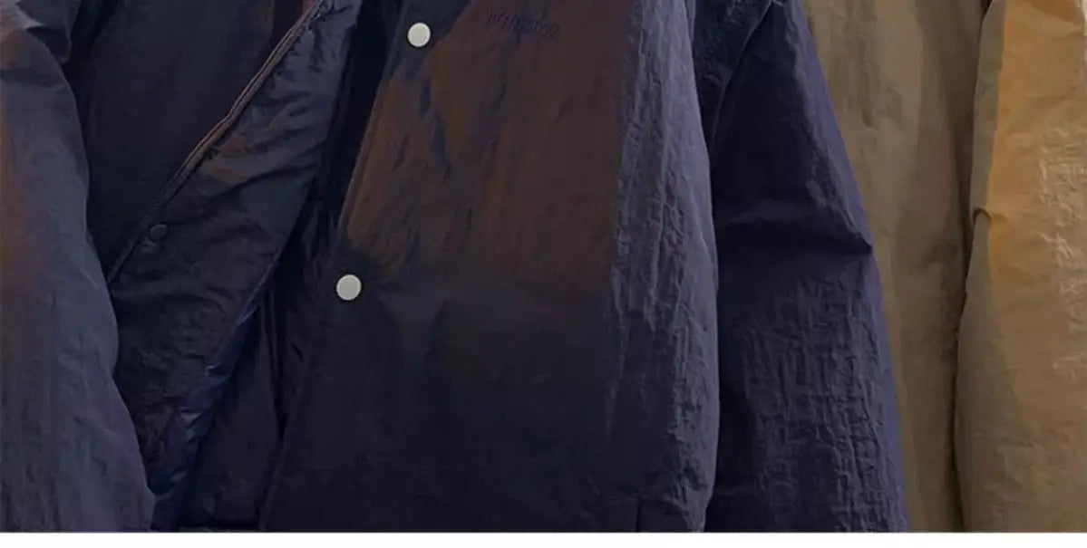 Threebooy Thickened Winter Parkas Japanese Large Size Retro Workwear English Letters Padded Coat Loose Lapel Warm Button Up Coat