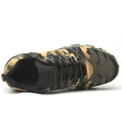 Threebooy  Camouflage Mountain Climbing Style Labor Protection Shoes Anti Crush And Piercing Work Shoes Mesh Protective Shoes for Men...