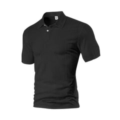 Threebooy  New Men's Clothing Products European and American Summer Thin Solid Short-sleeved Imitation Thread Small Checkered Lapel Shirt