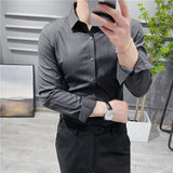 Threebooy High Quality Summer Long Sleeve Striped Shirts For Men Clothing Simple Luxury Slim Fit Business Casual Formal Wear Blouses S-4XL