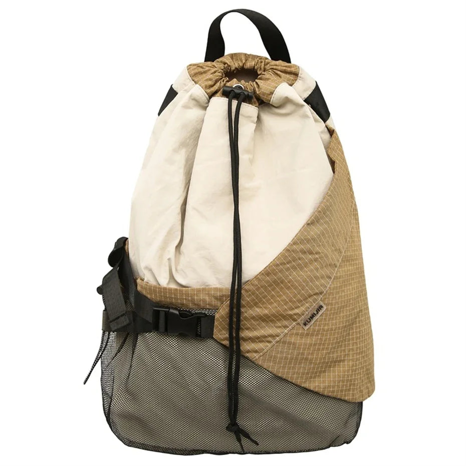 Threebooy  Outdoor Multifunction Waterproof Camping Travel Drawstring Backpack Men Women Techwear Style Hip Hop Crossbody Laptop Bag