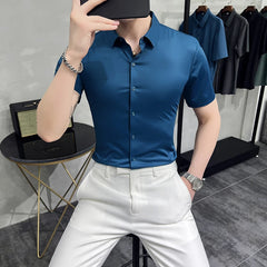 Threebooy  Men Brand Clothing Slim Fit Design Men's Long Sleeve Button White Black Casual Shirts Small Camisa Social Masculina Shirt