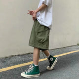 Threebooy Summer Mens Cargo Shorts Loose Hip Hop Harajuku Straight Streetwear Bermuda Masculina