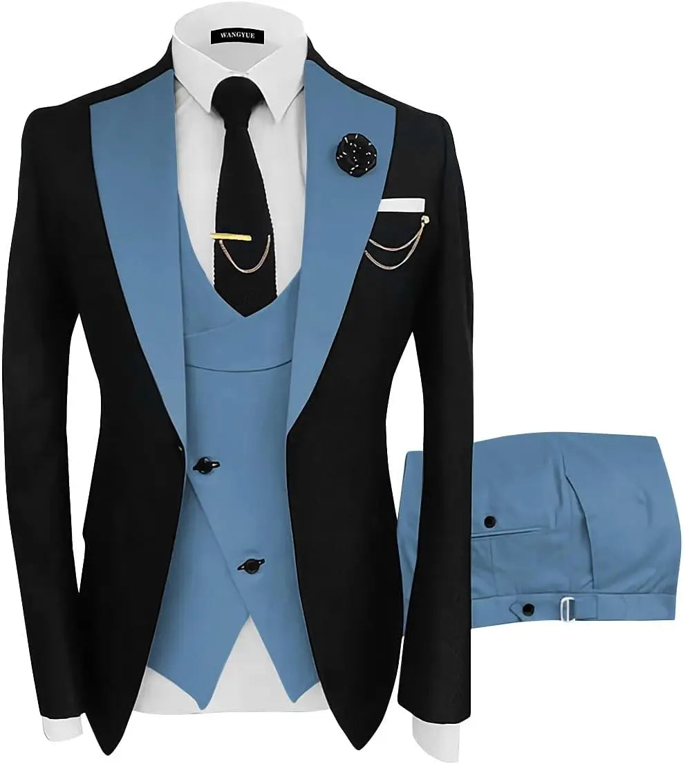 Threebooy  3 Piece Slim Fit Men's Wedding Prom Dress Formal Business Suit