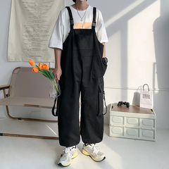 Threebooy Men Suspenders Jumpsuit Baggy Pants Summer Overalls Japanese Straps Casual Pockets Unisex Oversized Streetwear Male Y2K Clothes