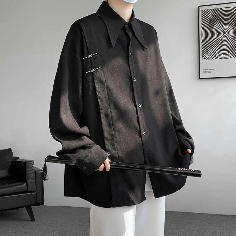 Threebooy Spring Summer High Quality Solid Long Sleeve Shirts Man 2024 Casual Oversize Blouse Male Fashion Simple Clothing Plus Size 5XL-M
