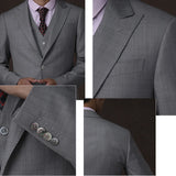 Threebooy Premium Sharkskin Light Gray Suit: Stylish and Sophisticated Men's Formal Wear with Wool and Half-Linen Lining