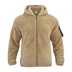 Threebooy Winter New Men's Double Sided Arctic Velvet Warm Hooded Zipper Casual Jacket Coat