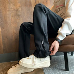 Threebooy Male Sports Pants Tights Plain Skinny Cotton Straight Slim Trousers Men's Sweatpants Korean Style Harajuku Wide Baggy Long Joker