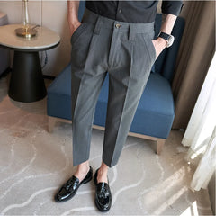 Threebooy Korean Style New Spring and Autumn Suit Trousers Men's Slim Casual Pants Fashion Business Brand Thin Trousers Classic Style