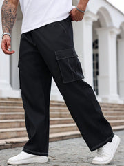 Threebooy  plus Size Men's Workwear Trousers Casual Everyday Street Style Suitable for Daily Outings Loose Fit Cargo Pants
