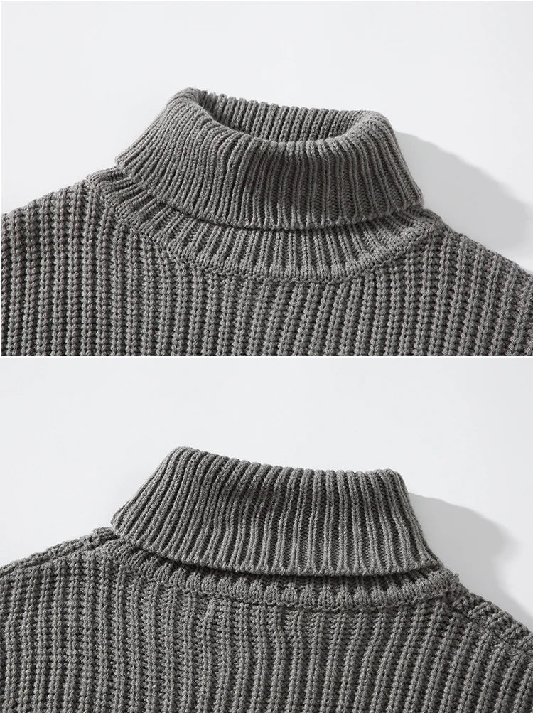 Threebooy Autumn Winter Mens Casual Turtleneck Pullover Men's Long Sleeve Rollneck Sweater Korean Style Fashion Warm Knitted Sweater