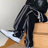 Threebooy Straight Summer Trousers Men's Sweatpants Goth Thin Striped Male Sports Pants Streetwear Loose Korean Popular Clothes Slacks