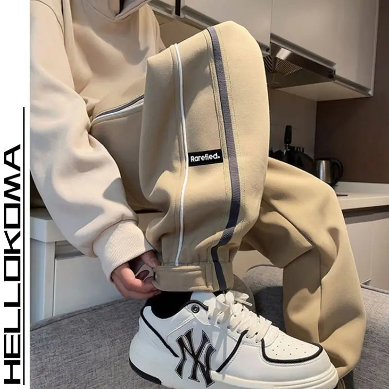 Threebooy Hong Kong Style Street Pants Spring and Autumn Style Personalized Spliced Trousers Youth Trendy College Style Versatile Trousers