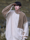 Threebooy  Knitted Sweater Men Pullover Oversize Sweaters Male Winter Harajuku Casual Streetwear Patchwork Autumn Hip Hop Spliced