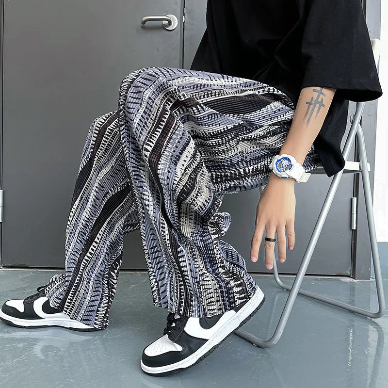 Threebooy Mopping Casual Pants Mens Spring Summer Oversize Fashion Sports Trousers Printed Loose Pants Straight Wide Leg Sweatpants S-5XL