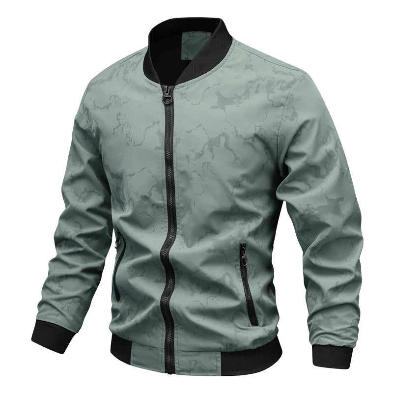 Threebooy  Men's Camouflage Jacket Spring Autumn Korean Simple Baseball Collar Workwear Coat Men Versatile Casual Trendy Solid Color Jacket
