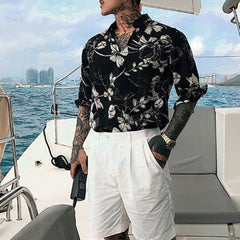 Threebooy Men Fashion Clothing 2024 Summer High Quality Floral Retro Casual Hawaiian Flower Shirt Slim Fit Beach Short Sleeve Shirt Unisex