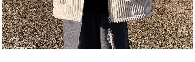 Threebooy Korean style autumn and winter men and women trendy personalized corduroy jacket for couples loose retro Harajuku casual top y2k