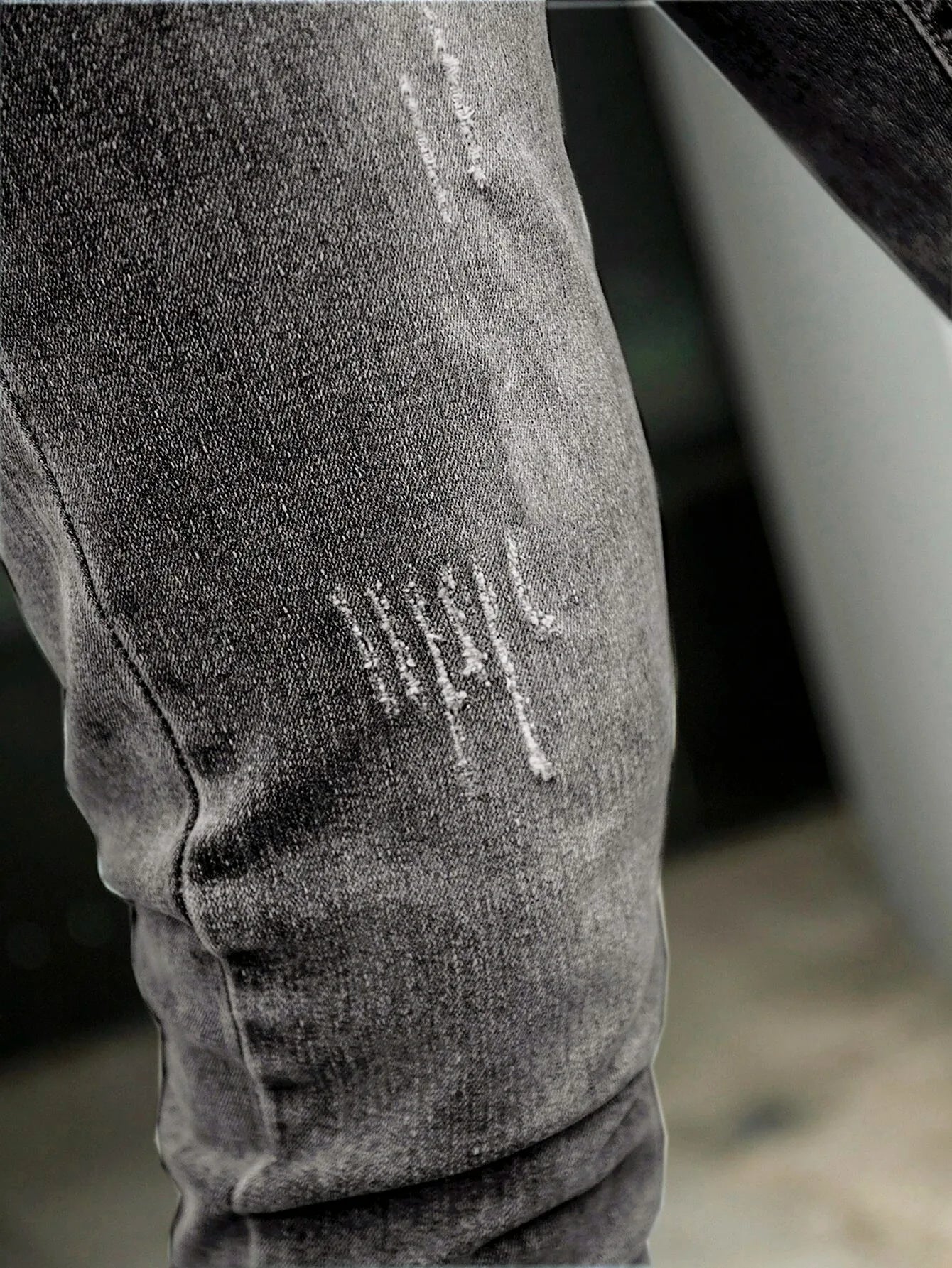 Threebooy  1 Piece of Men's Four-Season Snowflake Washed Fashion Jeans, Stretch Slim Fit Light Gray Dark Black Casual Denim Pants, Normcore and Fashionable, Suitable for Everyday Wear