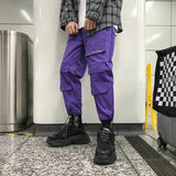 Threebooy Purple Men Cargo Pants Spring Loose Hip Hop Joggers Trousers Pockets Overalls Fashion Student Sweatpants Korean Male Streetwear