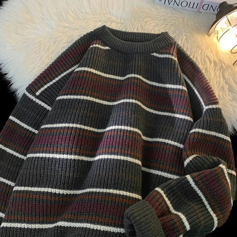 Threebooy Brand Winter Sweater Man 2025 Autumn Winter Loose O Neck Color Blocking O Neck Pullover Fashion Man Korean Clothes
