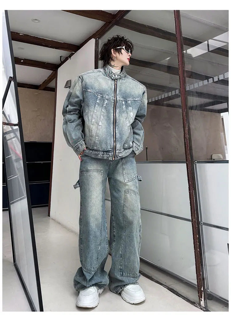 Threebooy Men's Eclat Denim Moto 2-Piece Set