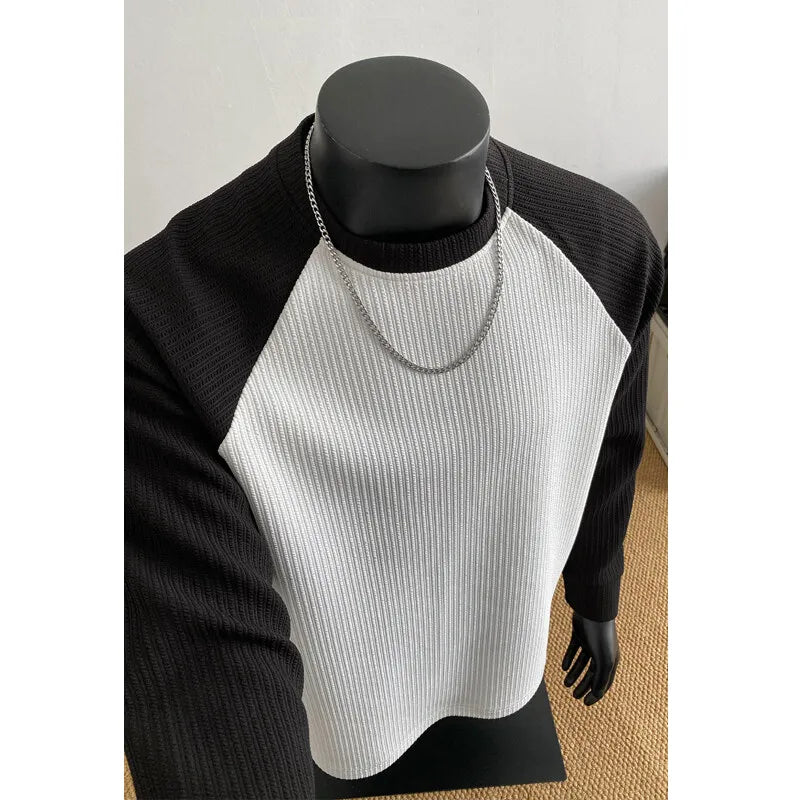Threebooy Mens Long Sleeve T Shirts Casual Round Neck Cotton Moisture Wicking Tees Tanks Patchwork Undershirts Loose Fit Tshirts for Men