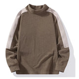 Threebooy Autumn Winter Men Turtleneck Sweatshirt Casual Patchwork Tops Long Sleeve Pullover