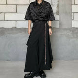 Threebooy Mens Chinese Style Retro Irregular Layered Culottes Essential Genderless Fashion Trend Double Layer Loose Wide Leg Pants Unisex