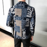 Threebooy Men Slim Letter Printing Business Suit/Male Leisure Blazers Jackets/Man Woolen Office Tuxedo Gray Blue S-5XL