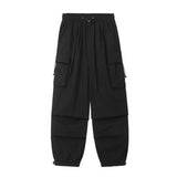 Threebooy Elastic Waist Big Pocket Cargo Pants Men Streetwear Spring Autumn Wide Leg Joggers Solid Color Oversize Baggy Pants Women